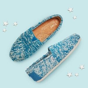 Blue Fuzzy Sweater TOMS Slip-Ons
